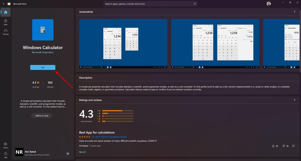 電卓アプリWindows10および11を再インストールします